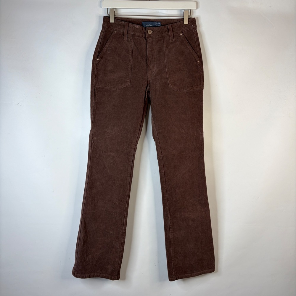 Indigo Rising Corduroy Pants Women 5/27 Brown Straight Leg Patch Pocket Mid Rise